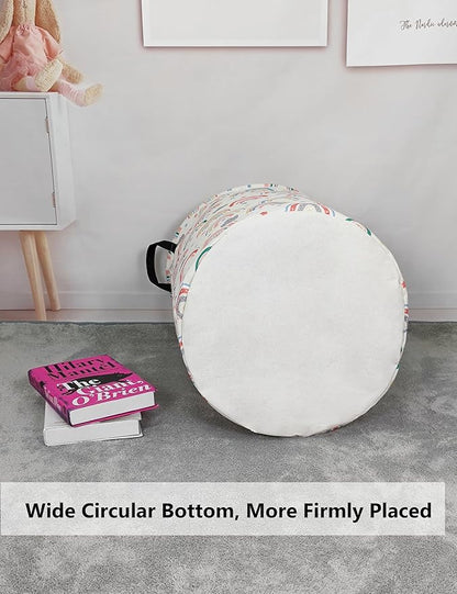 QUEENLALA Large Storage Basket,Laundry Hamper/Bathroom/Home Decor/Collapsible Round Storage Bin,Boys and Girls Hamper/Boxes/C