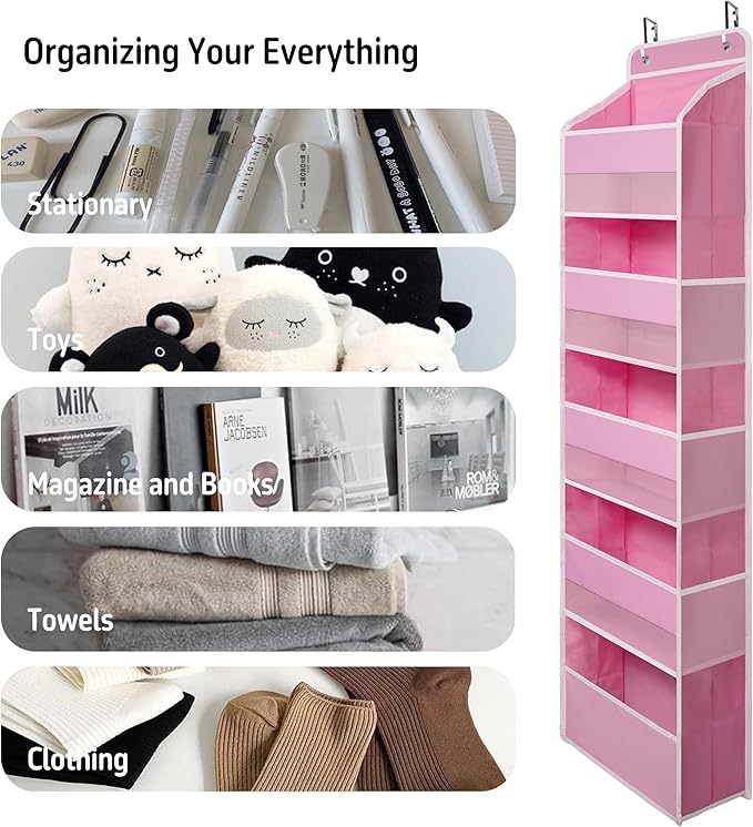 TYMENSH Over Door Organizer with 5 Large Pockets, Heavy Duty Hanging Organizer Storage, Closet Bathroom Nursery Bedroom Dorm,