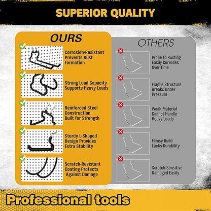 ELEAD 28-Piece Pegboard Hooks with Extension Straps, Heavy Duty Organizer Pegboard Accessories Fit for 1/4" Pegboard, Peg Boa
