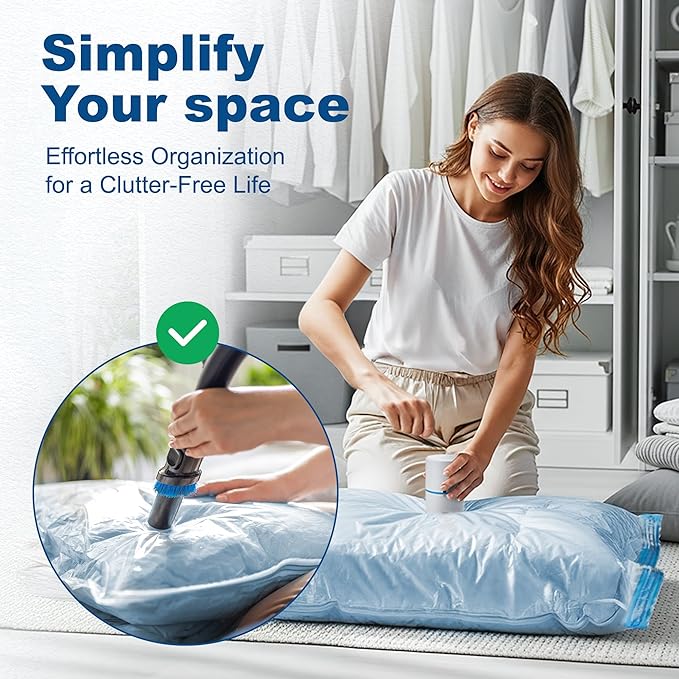 HOUSE DAY 10 Small Vacuum Seal Bags For Clothing Travel, 80% Space Saving Travel Vacuum Bags with Electric Pump, Vacuum Stora