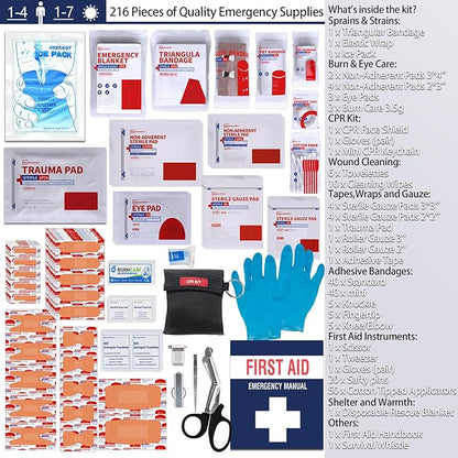 First Aid Kits - Compact First Aid Kit with Labelled Compartments Molle System Premium Emergency Kits for Home, Office, Car, 