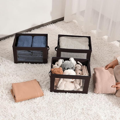 Homsorout Collapsible Storage Bins with Clear Window - Clothes Organizers and Storage, Decorative Boxes with Lid, Fabric Stor