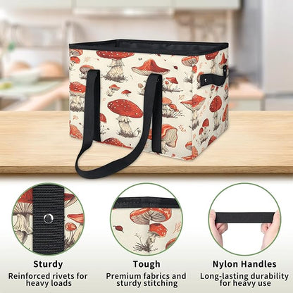 Reusable Grocery Bags Heavy Duty Shopping Bags Foldable Large Tote Bags with Long Handles & Hard Bottom