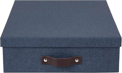 Bigso Oskar Canvas Fiberboard Document Letter Box - File Organizer Box for Important Paperwork - Document Storage with a Lid 
