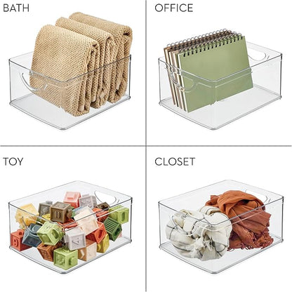 iDesign Pantry Storage Bins with Handles for Cabinets or Fridge - Set of 4 - Clear - Made in USA