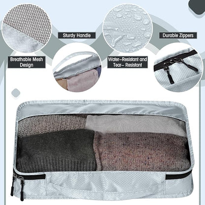 5 Pcs Packing Cubes for Suitcase Large Travel Cubes Carry on Luggage Organizer Bags for Clothes Accessories(S,Gray)