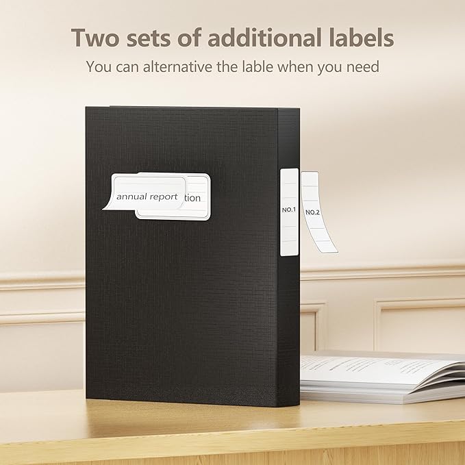 JiaWei A4 Storage File Boxes, Black Archives Cases with Lid, 9.4×1.5×12.5 Inches Document Storage Filing Box for Office