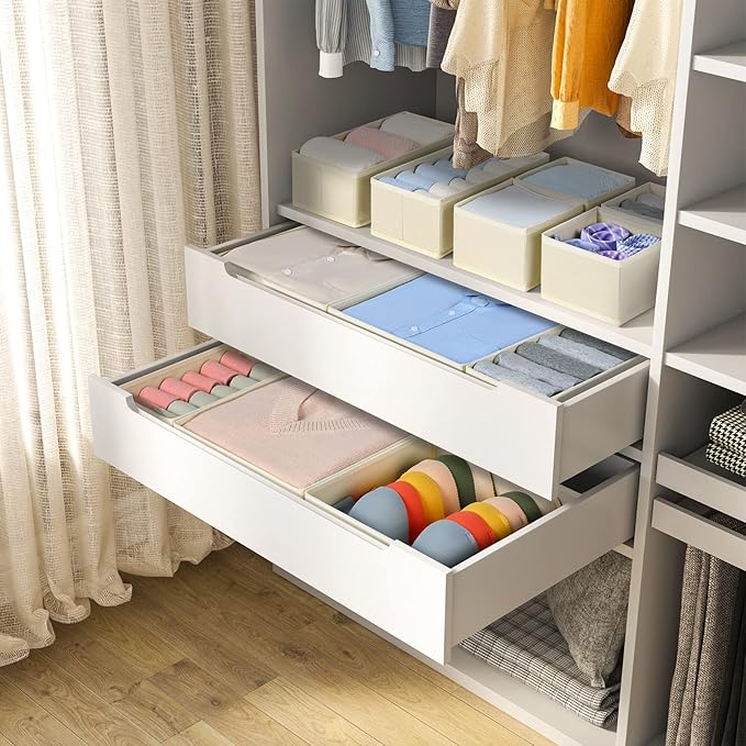 DIMJ Bundle of 12 Pack Drawer Organizer & 8 Pack Clothes Storage Bag