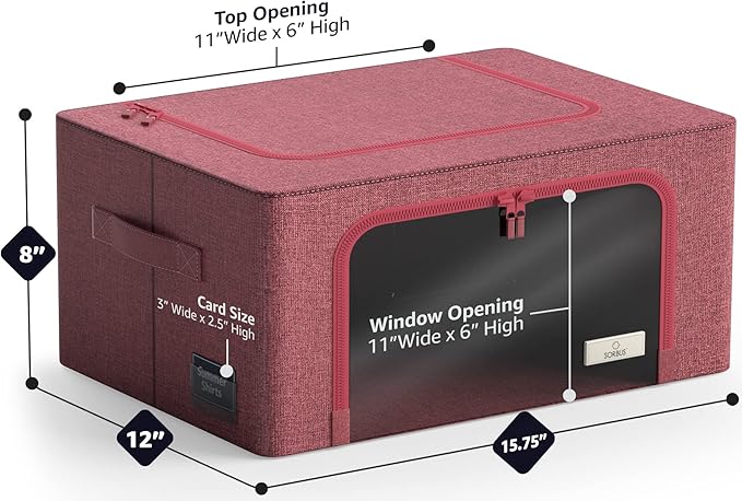 Sorbus Storage Bins with Metal Frame - Stackable & Foldable Clothes Organizer Bags - Oxford Fabric Storage Containers with La