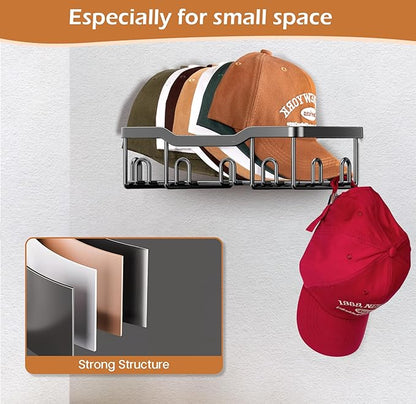 KEETDY Metal Hat Racks for Baseball Caps Wall Hat Organizer Fit 24 Caps Holder, 2 Packs Sturdy Wall Mounted Hat Storage Organ