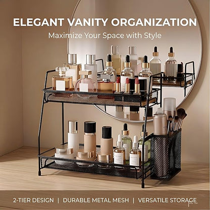 LEMIKKLE 2-Tier Bathroom Countertop Organizer,Skincare, Makeup Countertop Organizers, Kitchen, Bathroom Counter Storage with 