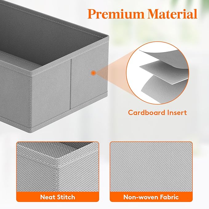 Lifewit Drawer Organizer Clothes for Closet 16 Pack, 3 Sizes Underwear Wardrobe Drawer Dividers, Fabric Foldable Dresser Stor