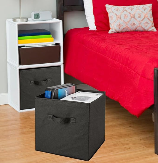 Handy Laundry Foldable Cube Storage Bins - 6 Pack - Decorative Fabric Storage Cubes are Collapsible & Great Organizer for She