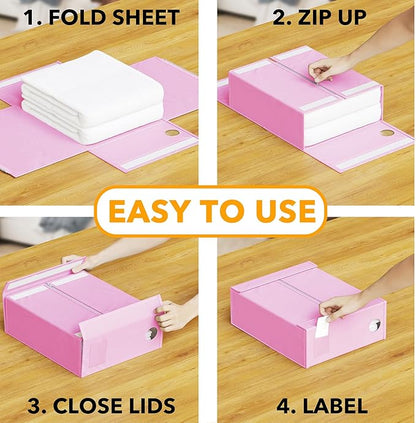 SpaceAid 8 Pack Bed Sheet Organizers and Storage, Foldable Organizer for Linen Closet, Set Folder Keeper with Window XL (Quee