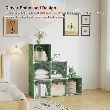 C&AHOME Cube Storage Organizer with Doors, 6-Cube Shelves, DIY Plastic Modular Bookshelf, Closet Clothes Storage Shelving Ide
