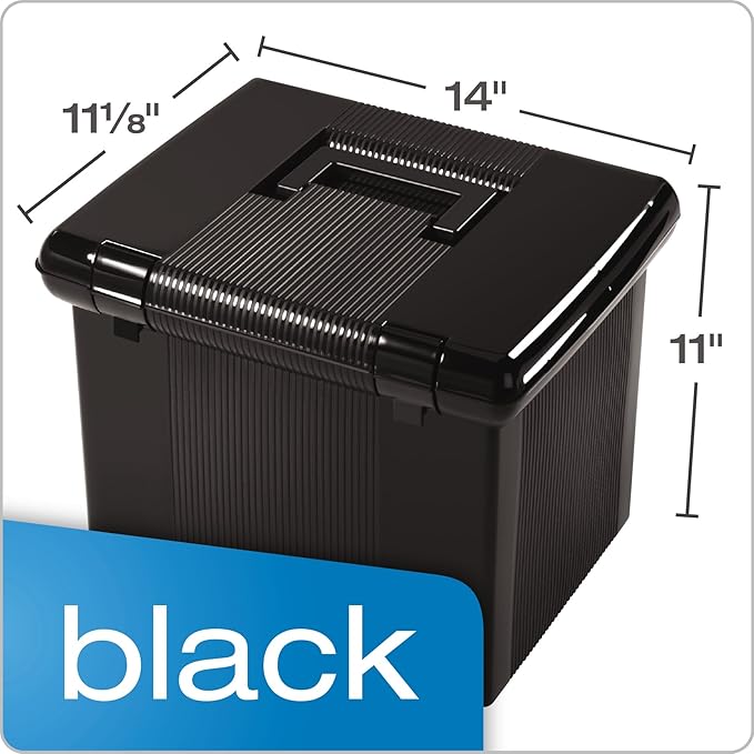 Pendaflex Portable File Box, Black, 11"H x 14" W x 11-1/8" D (41742)