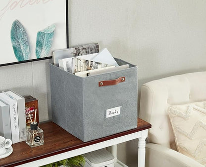 DECOMOMO Storage Cubes, 13x13x13 Storage Cube Bins with Labels, Fabric Organizer Bins (13" / 6pcs, Texture Grey)