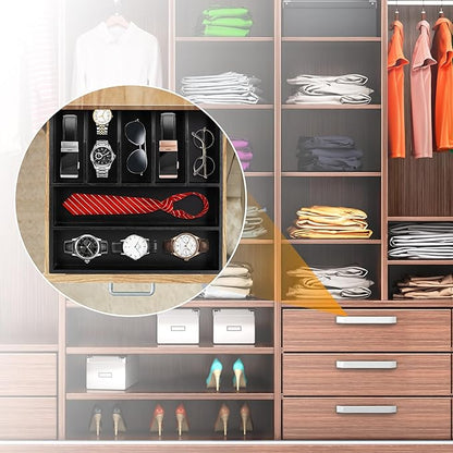 Bellsal Bamboo Silverware Drawer Organizer, Utensil Kitchen Drawer Organizer, Utensil Holder Cutlery Tray with Grooved Drawer
