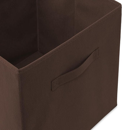 Casafield Set of 6 Collapsible Fabric Cube Storage Bins, Brown - 13" Foldable Cloth Baskets for Shelves, Cubby Organizers & M