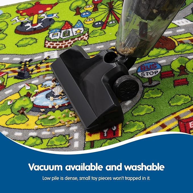 Booooom Jackson Kids Car Rug - 79"x39" Play Mat for Toy Cars, Non-Slip Playroom Rug