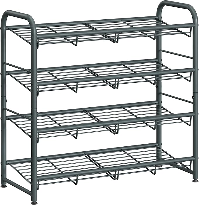 SONGMICS Shoe Rack, 4 Tier Shoe Organizer for Closet, Holds up to 16 Pairs of Shoes, Shoe Rack for Front Door Entrance, Metal