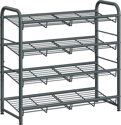 SONGMICS Shoe Rack, 4 Tier Shoe Organizer for Closet, Holds up to 16 Pairs of Shoes, Shoe Rack for Front Door Entrance, Metal