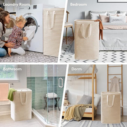 Lifewit 1 Pack Laundry Basket 80L Each, Collapsible Clothes Hamper with Reinforced Handles, Freestanding Waterproof Design fo
