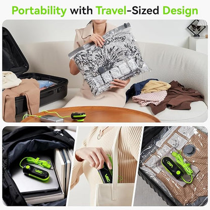 Travel Vacuum Bags with USB & TYPE C Pump, 9 Pack Carry-On Vacuum Storage Bags for Luggage & Suitcase, Vacuum Luggage Bags, S