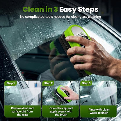Automotive Oil Film Cleaning Brush, Upgrade 2.0 Glass Cleaning Board for Car Windows, Windshield Cleaner with Cloth, Glass Oi
