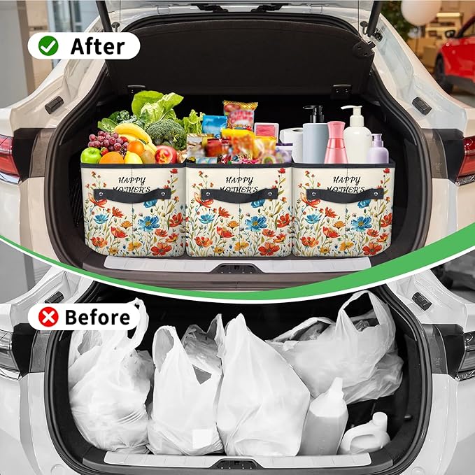 Reusable Grocery Bags Heavy Duty Shopping Bags Foldable Large Tote Bags with Long Handles & Hard Bottom