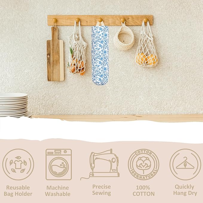 Plastic Bag Holder, Wall Mount Grocery Bag Organizer for Plastic Bags, Reusable Grocery Bags Organizer for Home Kitchen Pantry Decor (S)