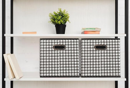 Household Essentials Foldable Fabric Storage Cubes 6-Pack – 11x11x11 Stackable Non-Woven Bins with Chipboard Sides & Grommet 
