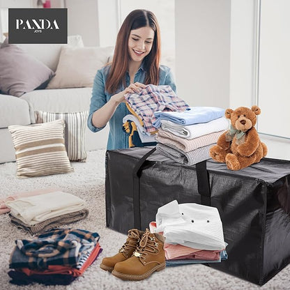PANDA JOYS Extra Large Moving Bags with Zippers & Carrying Handles, Heavy-Duty Storage Tote for Space Saving Moving Storage, 