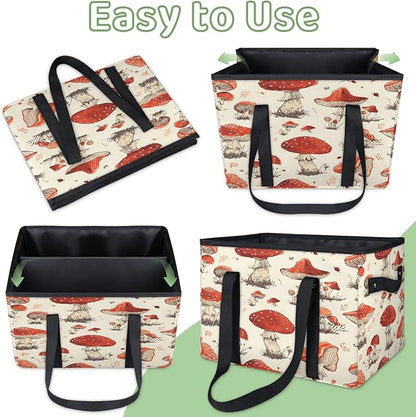 Reusable Grocery Bags Heavy Duty Shopping Bags Foldable Large Tote Bags with Long Handles & Hard Bottom