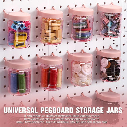 Unittype 20 Set Pegboard Organizer Accessories Peg Boards Jars with Lids Plastic Pegboards Bins Storage Containers Clear Peg 