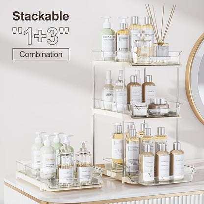 Delamu 2-Tier Multi-Purpose Bathroom Under Sink Organizers and Storage, Stackable Kitchen Pantry Organization, Pull Out Medic