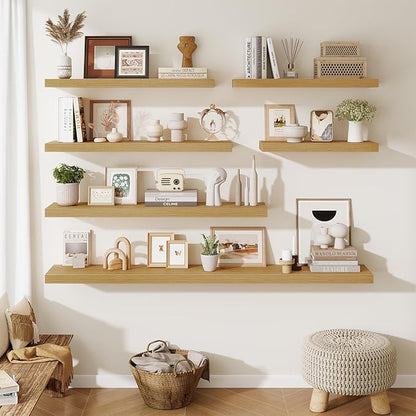 Fun Memories Floating Shelves for Wall - 10" x 10" Wood Shelf with Invisible Bracket - Deep Floating Shelves - 10 Inch Shelf 