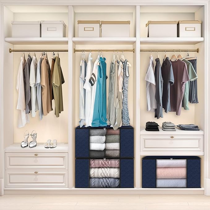Fab totes Storage Bags,Clothes Blanket Storage Bins Foldable Closet Organizers with Reinforced Handle for Home Dorm Storage a