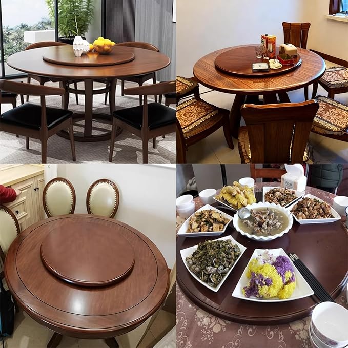 Wooden Dining Table Turntable, 31.5" Round Lazy Susan Turntable Silent Smooth, Easy to Clean for Dining Table Kitchen (80cm/3