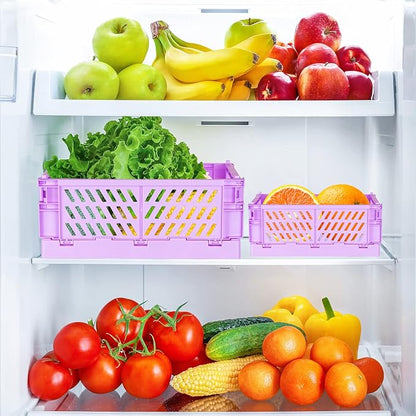 Tixill 2-Pack Mini Foldable Plastic Baskets for Organizing and Storage, Collapsible Storage Crate for Home Kitchen Bedroom Ba