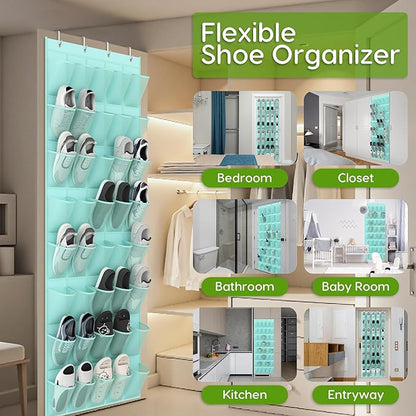 Unjumbly Over the Door Shoe Organizer with 40 Large Breathable Mesh Pockets, Space Saving Shoe Holder, Hanging Shoe Rack for 