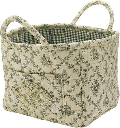 Boho Fabric Storage Basket, Large Capacity Laundry Basket, 12.2'' x 10.23'' x 10.23'' Collapsible Laundry Hamper with Easy Ca