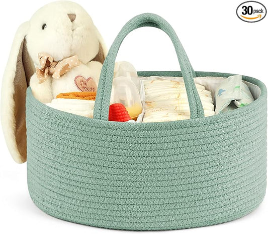 Maliton Diaper Caddy Organizer for Baby, Portable Diaper Storage Organizer for Changing Table and Car, Cotton Rope Nursery St