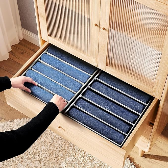 Homsorout Foldable Closet Organizer with Handles - 6 Pack Fabric Wardrobe Dividers for Clothes Storage Jeans, Pants, Sweaters