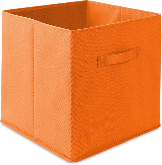 Casafield Set of 6 Collapsible Fabric Cube Storage Bins, Orange - 13" Foldable Cloth Baskets for Shelves, Cubby Organizers & 