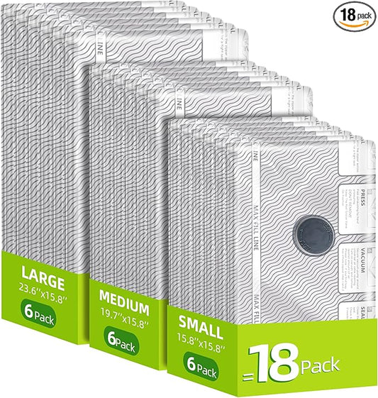 18 Pack Travel Vacuum Bags for Clothing,Compression Seal Packing Cubes for Suitcase Backpack,Vacuum Seal Bags for Clothing,Ca