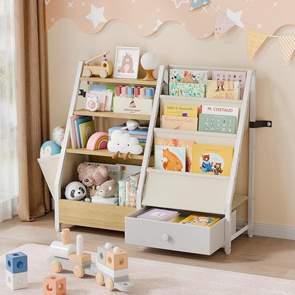 HAVLOTII Kids Bookshelf and Toy Storage - Book Shelf for Kids Rooms, Toddler Bookshelf Baby Bookcase for Nursery, Montessori 