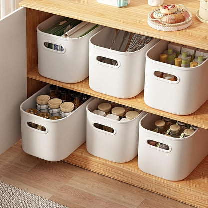 ORGIDOL 8 Pack White Storage Bins with Lids Stackable Storage Container for Organizing, Storage Boxes with Handle for Shelves