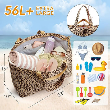 KALIDI 60L Extra Large Duffle Bag, Beach Tote Zipper Utility Oversized Weekender Carrier Travel Shopping Reusable Grocery Bag