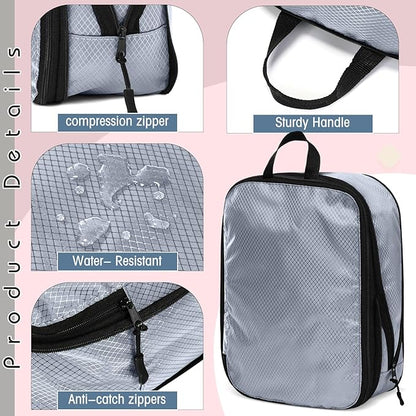 5 Pack Compression Packing Cubes for Travel Space Saving Cubes Luggage Organizer for Suitcase(Morandi,M)